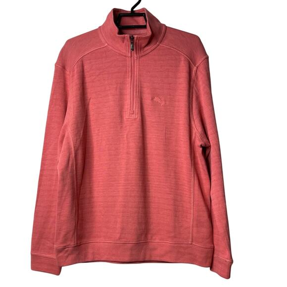 Tommy Bahama Men Quarter Zip Pullover Candy Rose Sweatshirt Size Small New - Picture 1 of 9